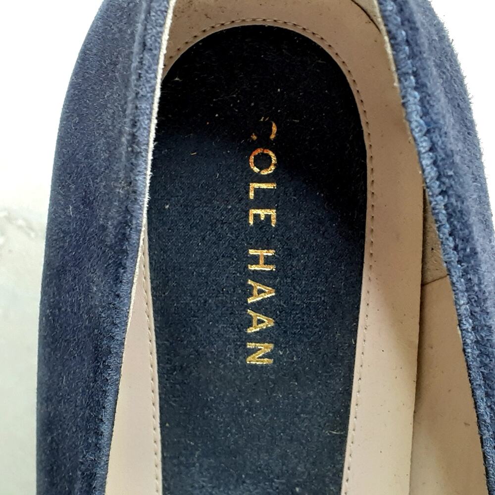 Ladies Cole Haan The Go To Pump Grand OS Suede Blue Pumps Size 10.5 - Picture 8 of 9